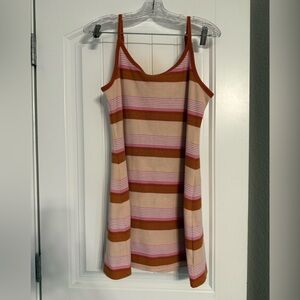 American Eagle Outfitters Pink and Brown Striped Mini Dress